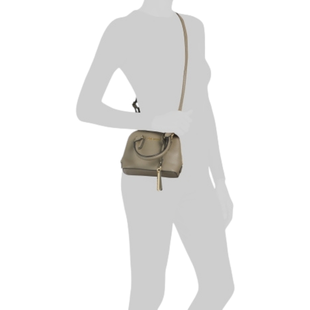 Steve Madden Small Crossbody Faith Saffiano Gray Olive Dome Bag‎ Satchel - Picture 6 of 10